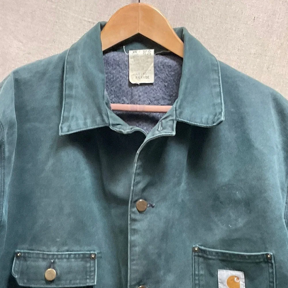 Vtg Carhartt CB143 Made in USA Hunter Green Blanket Lined Chore Coat XL‎ CB143 - Picture 4 of 12